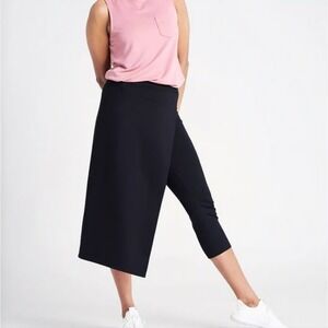 Betabrand Sassiest Pants Womens Small Black Faux Wrap Skirt Cropped Stretch